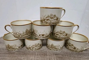 Vtg FITZ & FLOYD "THE HUNT" Mug Cup Set of 8 MCMLXXVII FF 14 Japan Retired 1977 - Picture 1 of 8