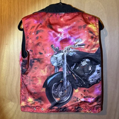 Chaqueta vaquera negra etílica reversible para motocicleta con cuentas cremallera algodón mediano Foto 1 de 4