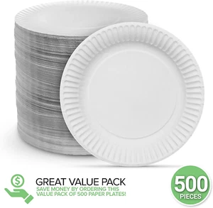 6-Inch Paper Plates Uncoated, Everyday Disposable Dessert Plates 6" Paper Pla... - Picture 1 of 12