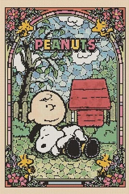 Carlie Brown cross stitch chart Snoopy Stained Glass FlowerPower37-uk