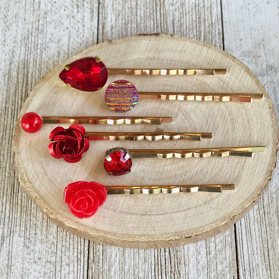 Red Gold Hair Pin, Neutral Hair Pins, Minimalist Wedding Hair Jewelry, Womens Ha - Image 1 of 4