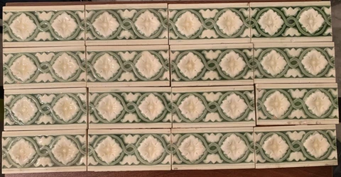 TILES RARE ANTIQUE VINTAGE ART DECO 6X3 INCH 1900 ENGLAND MAJOLICA COLLECTIBLE Cover