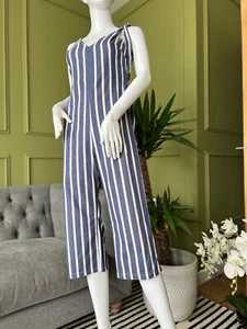 Mono a rayas azul talla UK 8 diseño de espalda recortada con hombros atados de ASOS - Imagen 1 de 9