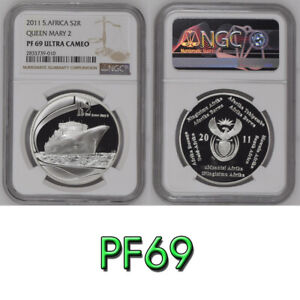 QUEEN MARY 2 2011 South Africa SILVER 2 rand PF69  NGC  R2 MARITIME SERIES SHIP