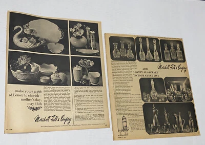 2 LOT Vintage 1960s Lenox Marshall Fields Print Ads Glassware Carol Cook Fashion - Image 1 of 4