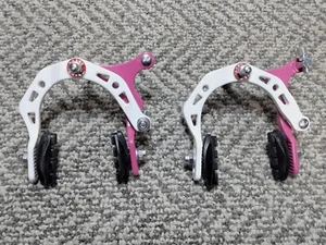 Ladder Bar Caliper Brake set Front/Rear White/GT Pink Old School Bmx - Picture 1 of 2