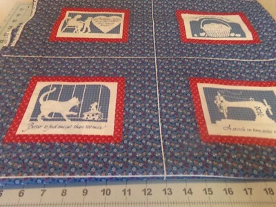 35"  X 42" VINTAGE "COUNTRY SUNSHINE FOLK SAYINS" BLUE CALICO /VIP #7984 - Image 1 of 4