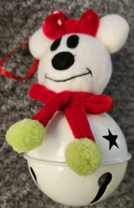 Disney Parks Ornament 2011 Minnie Mouse Snowman Christmas Jingle Bell Metal - Picture 1 of 7