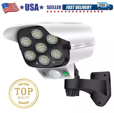CAMECHO 77LED Solar Wall Light Motion Sensor Security Dummy Camera Wireless Outdoor
