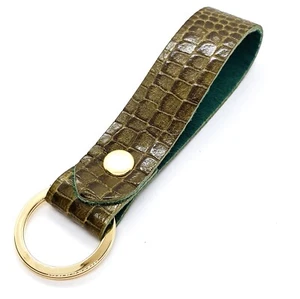Leder Schlüsselanhänger Attrappe Schlangenmuster grün Designer Schlüsselanhänger Schlüsselring Keystrap  - Bild 1 von 3