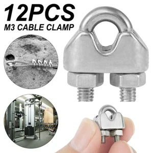 12pcs 304 Stainless Steel Heavy Duty Wire Rope Clamp M3 3mm Cable Clip GQ - Picture 1 of 8