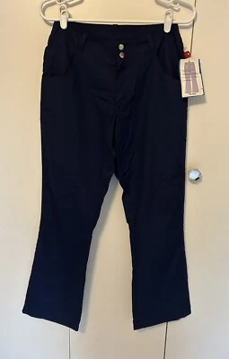 Crest Scrub Pants Navy Women's Indigo Nursing Snap Zipper Flare Leg Size 4 New - Image 1 of 4