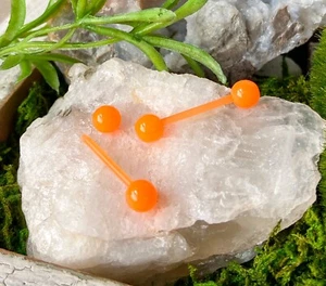 PAIR Flexible Barbell Nipple or Tongue Rings PTFE Vibrant Solid Color NO METAL - Picture 1 of 10