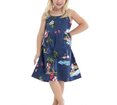 Hawaii Hangover navy blue Christmas empire girls dress Size 10 holiday novelty - Image 1 of 4