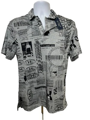 $85 Original Penguin Men’s Surprise Under Armour Polo Shirt -GreyBlack- Small - Image 1 of 4