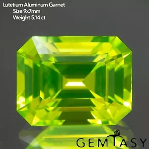 Cut stone - LuAG Lutetium Aluminum Garnet Yellow lab grown, Octagon 9x7mm 5.14ct - Picture 1 of 5