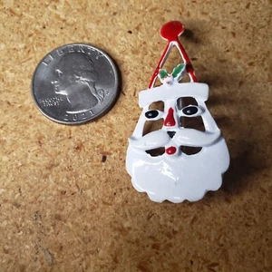 Spilla spilla babbo natale smalto bianco testa di babbo natale festa costume gioielli - Foto 1 di 2