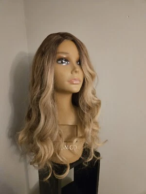 Caramel Highlights Long Curly LACE FRONT Wig Voluminous NWOT - Image 1 of 4