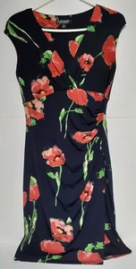 Lauren Ralph Lauren Womens Rauch Faux Wrap Long Dress Navy/Poppy Size 2 - Bild 1 von 7