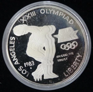 1983-S Olympic Silver Dollar US Mint Commemorative Proof $1 90% w/ Capsule - Picture 1 of 4