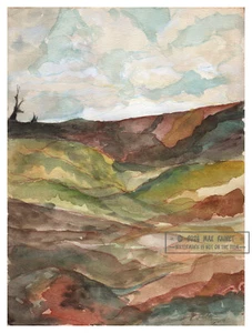 Old Trees Overlook a Lush Ventura Valley 2014 C Peterson * Watercolor Painting - Picture 1 of 19