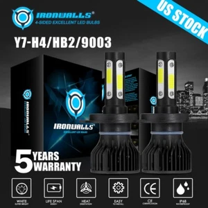 4-Sides 9003 H4 LED Headlight Bulbs Conversion Kit Hi-Lo Beam 6500K Bright White - Picture 1 of 12