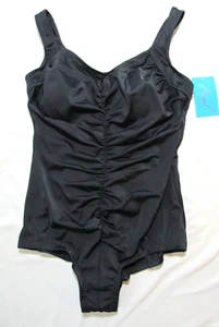 Azul Plus Womens Black One-Piece Swimsuit Size 20W Estilo Corte Retro Padded Bra - Picture 1 of 9