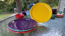 4 BISTRO dinner PLATES set daffodil turquoise scarlet mulberry FIESTA 10.5" NEW