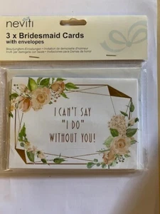 Neviti Bridesmaid cards with envelopes 3 pack - Picture 1 of 2