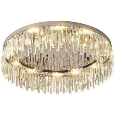 New LED Round Pendant Light Crystal Circle Ceiling Lamp Chandelier Living Room - Image 1 of 4