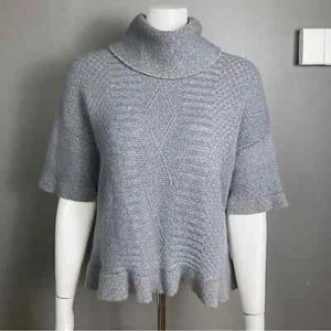 Garnet Hill sweater small short sleeve cable knit alpaca wool gray transitional - Picture 1 of 7