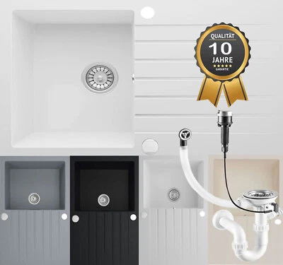 Granitspüle Schwarz Weiß Grau San Küchenspüle Einbauspüle Spülbecken Spüle 76x45 - Bild 1 von 4