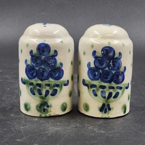 Hadley Oversized Salt & Pepper Shakers Blueberry Bouquet Hand-Painted Vintage - Picture 1 of 7