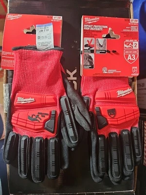 (2) Guantes de nitrilo Milwaukee 48-22-8971 corte de impacto nivel 3 medianos, nuevos en envoltura Foto 1 de 4