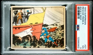 1940 SUPERMAN CARD #27 RESCUE FROM A ROCKY REEF PSA 3 VG PHILADELPHIA GUM INC. - Picture 1 of 2