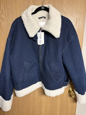 NUEVO CON ETIQUETAS - Abrigo de mezclilla índigo oscuro forrado marca GB talla S chaqueta para mujer Foto 1 de 4