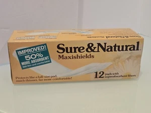 Vintage. 1980er Sure & Natural 12 normale Maxishield Blöcke (Filmrequisite versiegelt) - Bild 1 von 8
