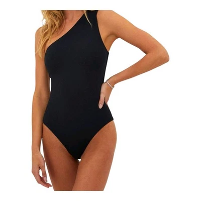 ANDIE Women's Tall L LT The Nantucket Swimsuit Black Smooth 1 Shoulder NEW NWT - Image 1 of 4