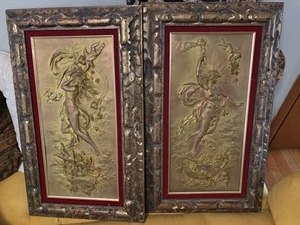 Pair Karl Sterrer (Austrian, 1844-1918) Gilt Bronze Classical Relief Wall Plaque - Picture 1 of 21