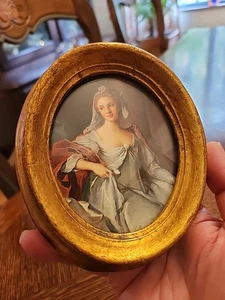 Vintage Portrait der Dame Gold ovaler Rahmen mit Glas Florenz Italien - Bild 1 von 10