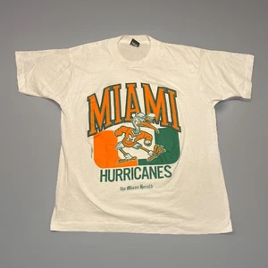 Miami Hurricanes Single Stitch Tee Shirt Men's Size LARGE L MADE IN USA 80s - Picture 1 of 18