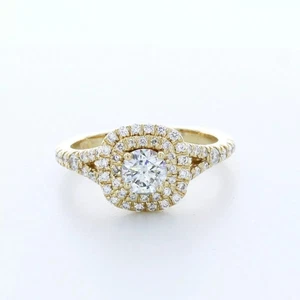 Seitenstein Verlobungsring Halo 14K Gold 1,19 ct rund Lab-gezüchtet Diamant D VS1 - Bild 1 von 5