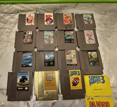 任天堂 NES 游戏套装 15 个游戏塞尔达金车超级马里奥兄弟 3 Bigfoot 捆绑出售物品 — 第 1/4 张图片
