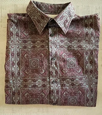 Perry Ellis Men's Long Sleeve Shirt Size XL. Paisley Print Burgundy/Gray/Black - Image 1 of 4