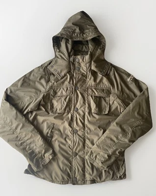 Y2K Retro Mens Abercrombie & Fitch Khaki Green Jacket Coat A&F Size XL - Image 1 of 4