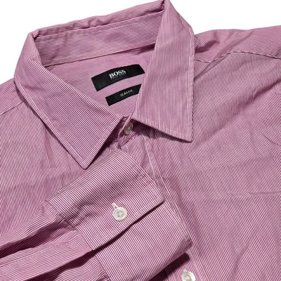 BOSS Hugo Boss Slim Fit Pink White Micro Stripe Dress Shirt Men's L - Image 1 of 4