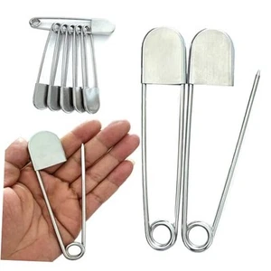 6 Pack Large Safety Pins, 5 Inches Heavy Duty Stainless Steel Oversize Safety - Picture 1 of 8