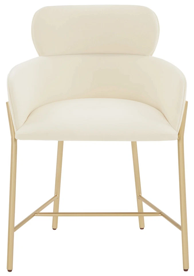 Sillón de comedor SAFAVIEH Couture Charlize clásico de terciopelo liso, marfil/oro Foto 1 de 4