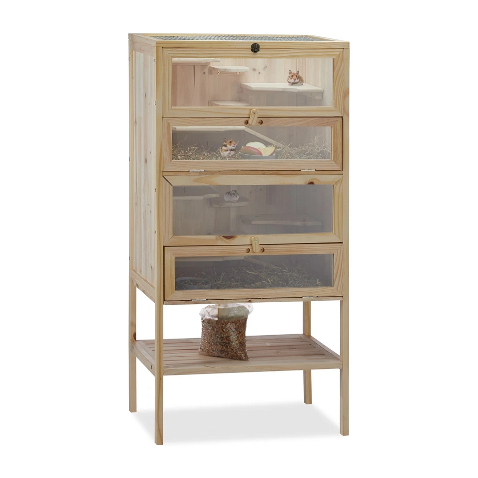 Relaxdays 120x60x40cm Holz-Hamsterkäfig (10023712)