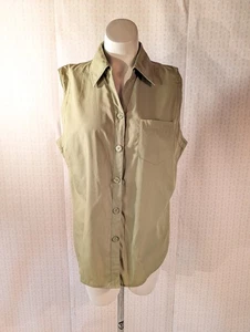 Top básico de oficina vintage L verde sin mangas cuello carrera profesional - Imagen 1 de 14